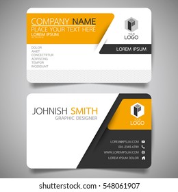 Yellow modern creative business card and name card,horizontal simple clean template vector design, layout in rectangle size.