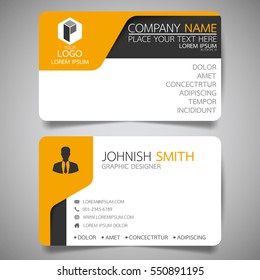 Yellow modern creative business card and name card,horizontal simple clean template vector design, layout in rectangle size.