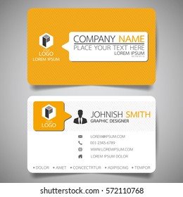 Yellow modern creative business card and name card,horizontal simple clean template vector design, layout in rectangle size.