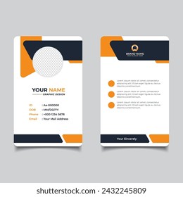 Yellow modern creative id card simple clean employee template vector design
