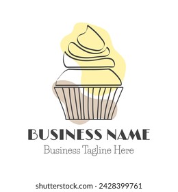 Yellow Modern Cupcake Logo for Bakery in Abstract Style