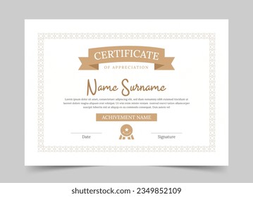 Yellow Modern Design Certificate Template, Elegant certificate or diploma retro vintage Design, Certificate Template