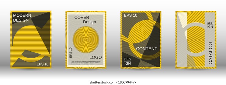 Yellow modern design template in trendy style. Trendy flat illustration with modern design template. Advertising concept. Futuristic backdrop.  Line pattern. Color set.