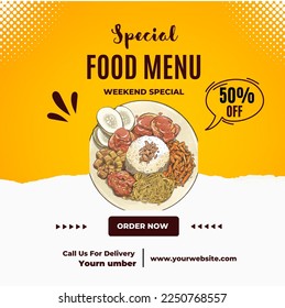 Yellow Modern Food Promotion Social Media Post Design