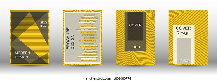 Diseño de plantillas de patrones de líneas modernas amarillas en un estilo moderno. Ilustraciones planas de moda plantillas de diseño moderno. Concepto publicitario. Fondo futurista. Conjunto de colores.