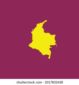 Yellow Modern Map of Colombia isolated on Purple background, Vector Illustration EPS 10