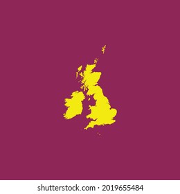 Yellow Modern Map of United Kingdom isolated on Purple background, Vector Illustration EPS 10