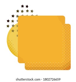 yellow modern square template for social media publications, background template with empty space for text and information, geometric elements isolated on white background, vector illustration