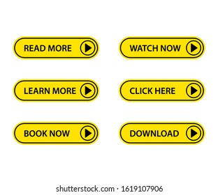 Yellow modern style button set. Vector illustration of a modern style flat.