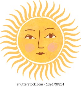 Yellow Modern Sun Face Illustration