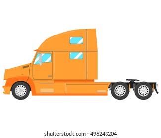 Yellow modern truck-tractor isolated on white background. Vector illustration