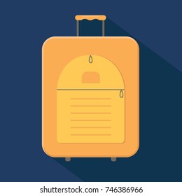 Yellow modern valise suitcase with handle. Vector illustration