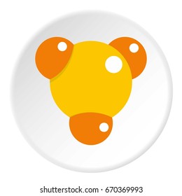 Yellow molecule icon in flat circle isolated vector illustration for web