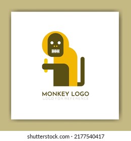 Yellow monkey logo design. The modern design of the logo monkey that holding a banana
