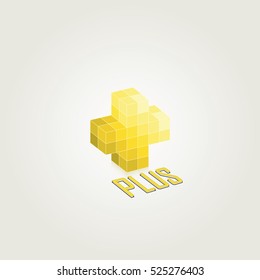 Yellow monochromatic color 3d plus vector design