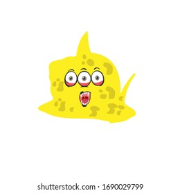 yellow monster cartoon character design with big mouth