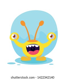 Yellow monster cartoon design icon vector ilustration