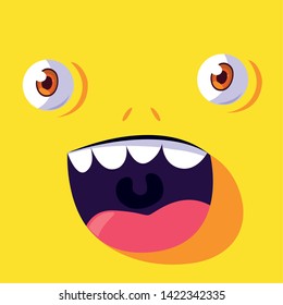 Yellow monster cartoon design icon vector ilustration