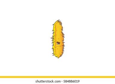 Yellow Monster Depressed . Vector illustration . Isolated on white background.
