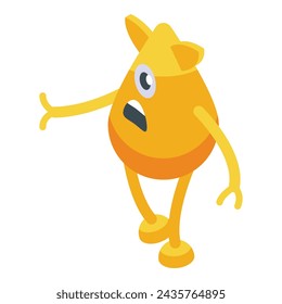 Yellow monster funny icon isometric vector. Smile mouth comic. One eye creature