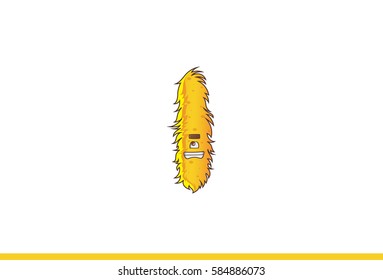Yellow Monster Grimacing  . Vector illustration . Isolated on white background.