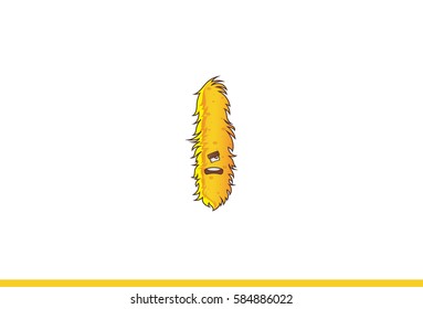 Yellow Monster Grinning. Vector illustration . Isolated on white background.