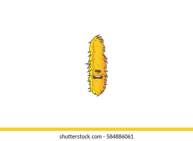 Yellow Monster Mouth Open . Vector illustration . Isolated on white background.