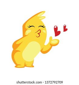Yellow monster sending a kiss vector illustration on a white background