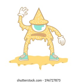 Yellow monster. vector illustration