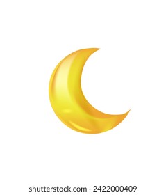 The yellow month is voluminous on a white background