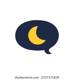 Gelber Mond in blauer Sprechblase Symbol. Nachtgespräch. Vektor.