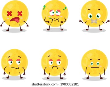 Yellow moon cartoon character with nope expression