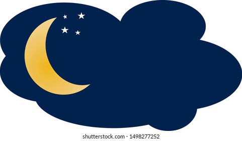 Yellow Moon as Crescent Moon Icon isolated on white background. Vector Illustration