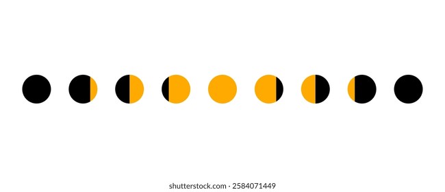 Yellow moon different phases of lunar phases flat vector design