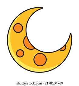 yellow moon with dots over white
