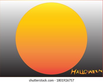 Yellow moon gray background on halloween.
