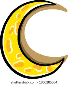 Yellow moon, illustration, vector on white background