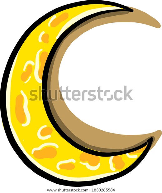 Yellow\
moon, illustration, vector on white\
background