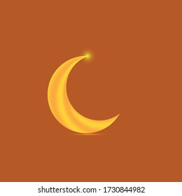 The yellow moon with light and orange background