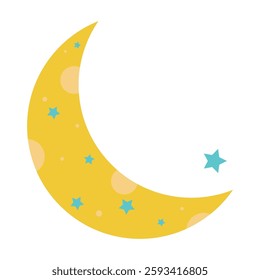 Yellow moon scenery with blue stars