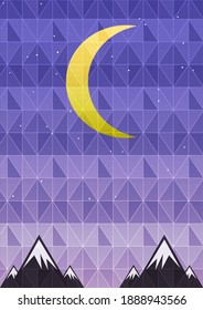 Yellow moon shape in night sky