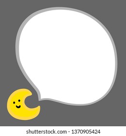 Yellow moon and speech bubble hand drawn illustration in cartoon style minimalism for kids room and interior