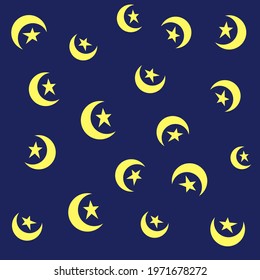 Yellow moon and star background to welcome Eid Mubarak.