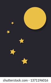 Yellow Moon and Star on night background vector