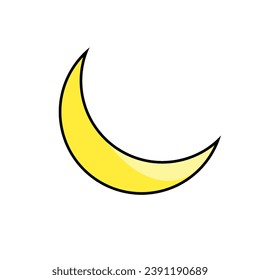 yellow moon vector for children's book illustration icon, cute icon, design illustration
