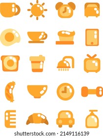 Yellow morning routine, illustration, vector on a white background.