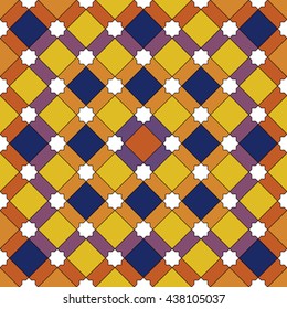 Yellow moroccan seamless pattern. Islamic vector background.