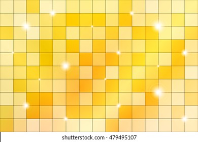 Yellow mosaic with bright highlights. Vector illustration.