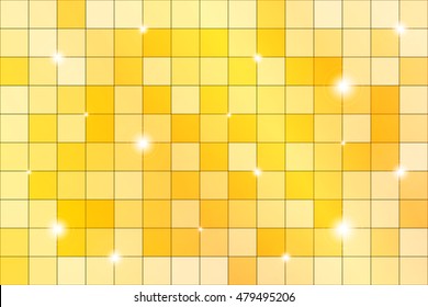 Yellow mosaic with bright highlights. Vector illustration.