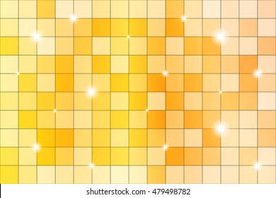 Yellow mosaic with bright highlights. Vector illustration.